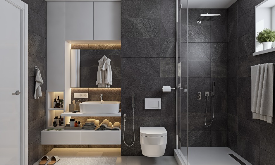 Small Bathroom Design With Slate Tiles